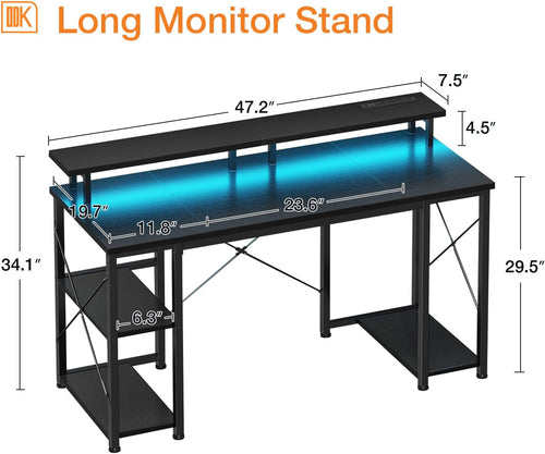 BASE 48 — LED Gaming Desk with Monitor Shelf