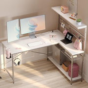 NEXUS 51 — White L-Shaped LED Gaming Desk