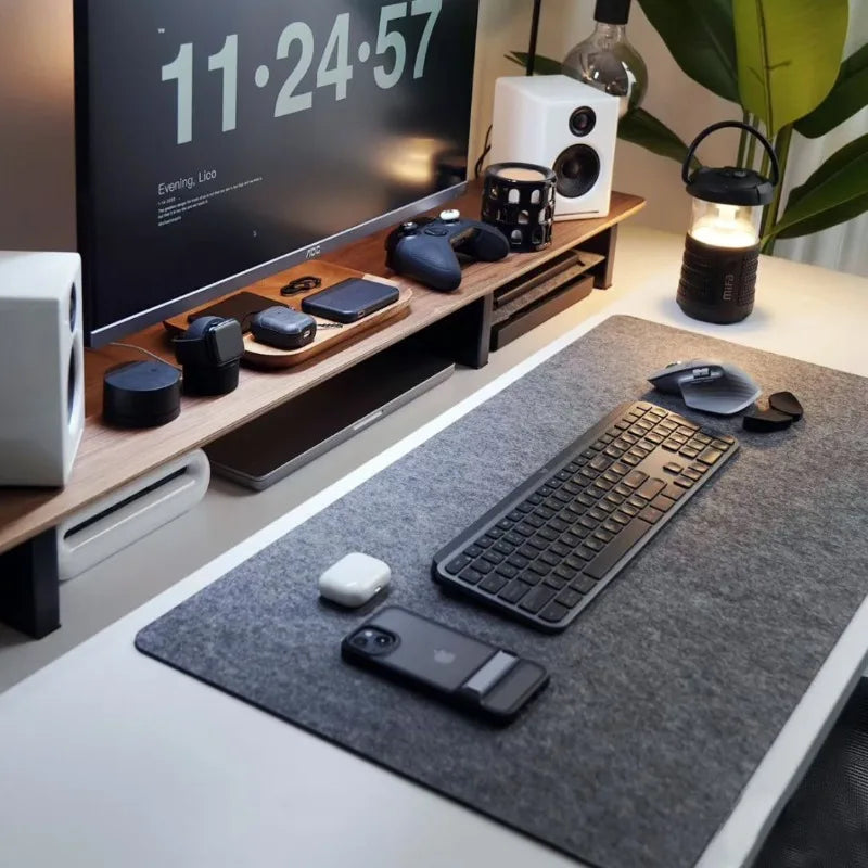 Deskora desk set - felt mat, pad and accessories on a styled desk