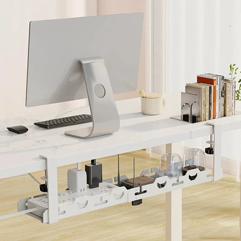 Deskora TRAY under-desk cable management tray mounted under a desk