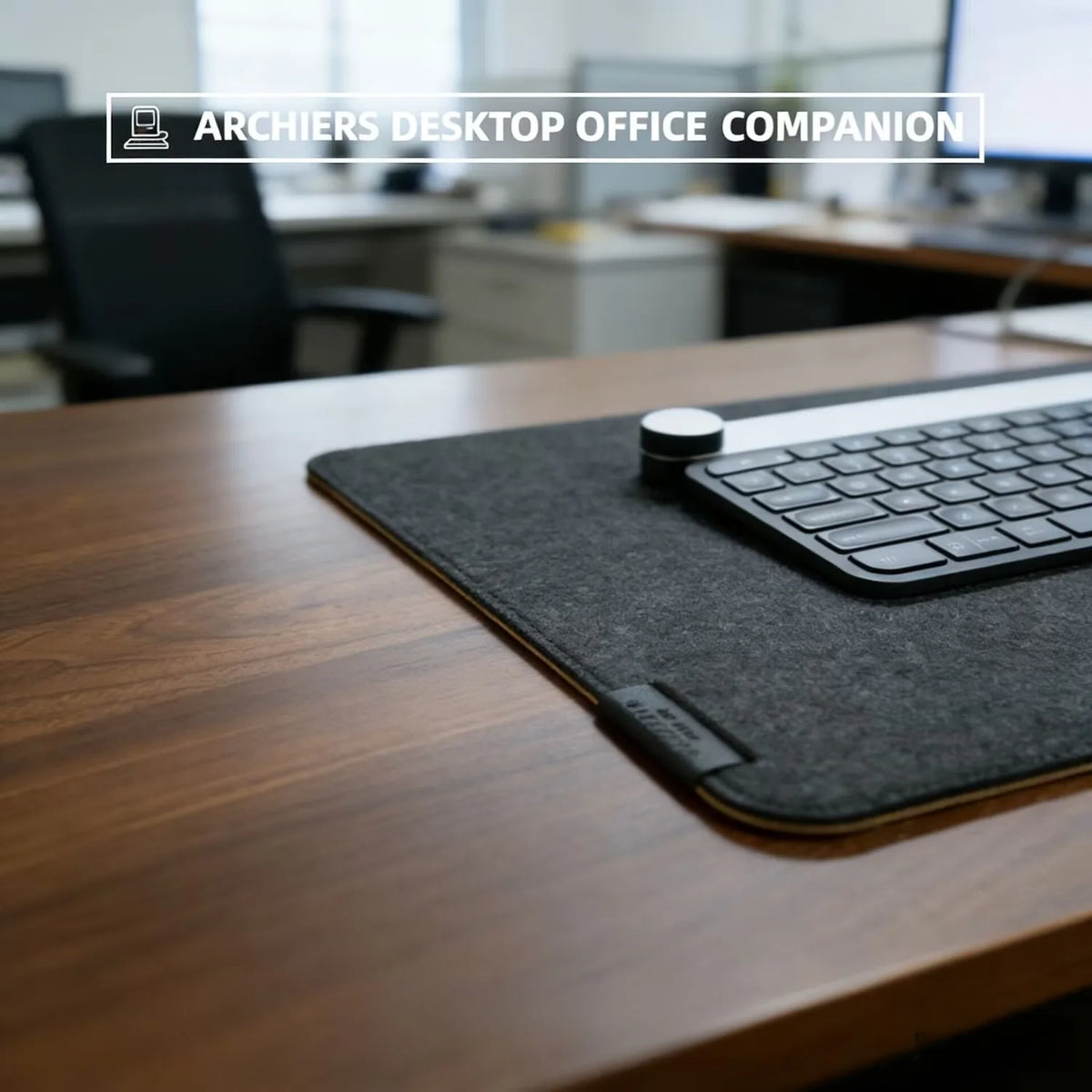 Deskora FIELD felt and cork desk mat XL on wooden desk