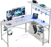 NEXUS 51 — White L-Shaped LED Gaming Desk