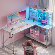NEXUS 51 — White L-Shaped LED Gaming Desk