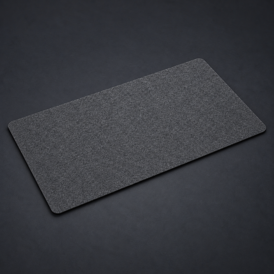 FIELD — Felt Desk Mat XL on graphite studio background; styled visualization