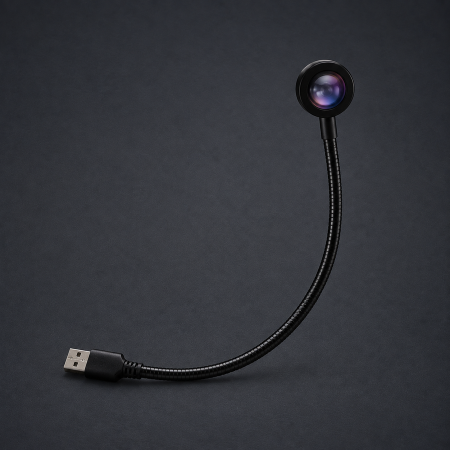 DUSK — Sunset Lamp on graphite studio background; styled visualization