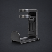 HANG — Under-Desk Headphone Hook on graphite studio background; styled visualization