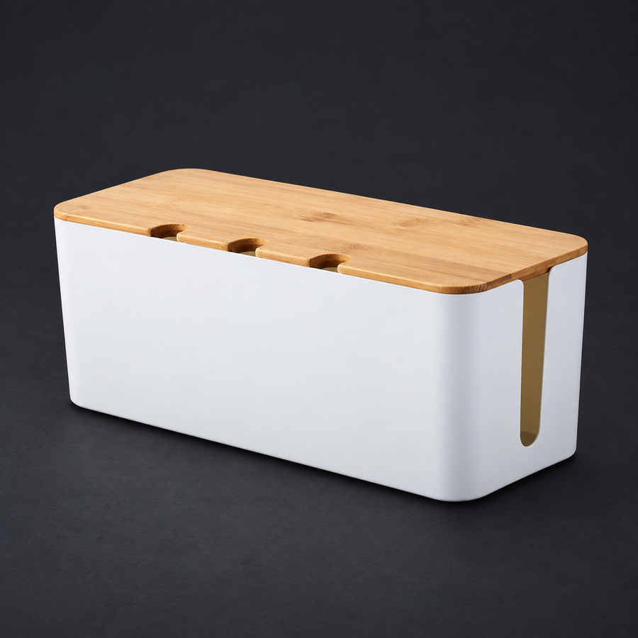 HIDE — Cable Box with Bamboo Lid — individual component photo; styled visualization