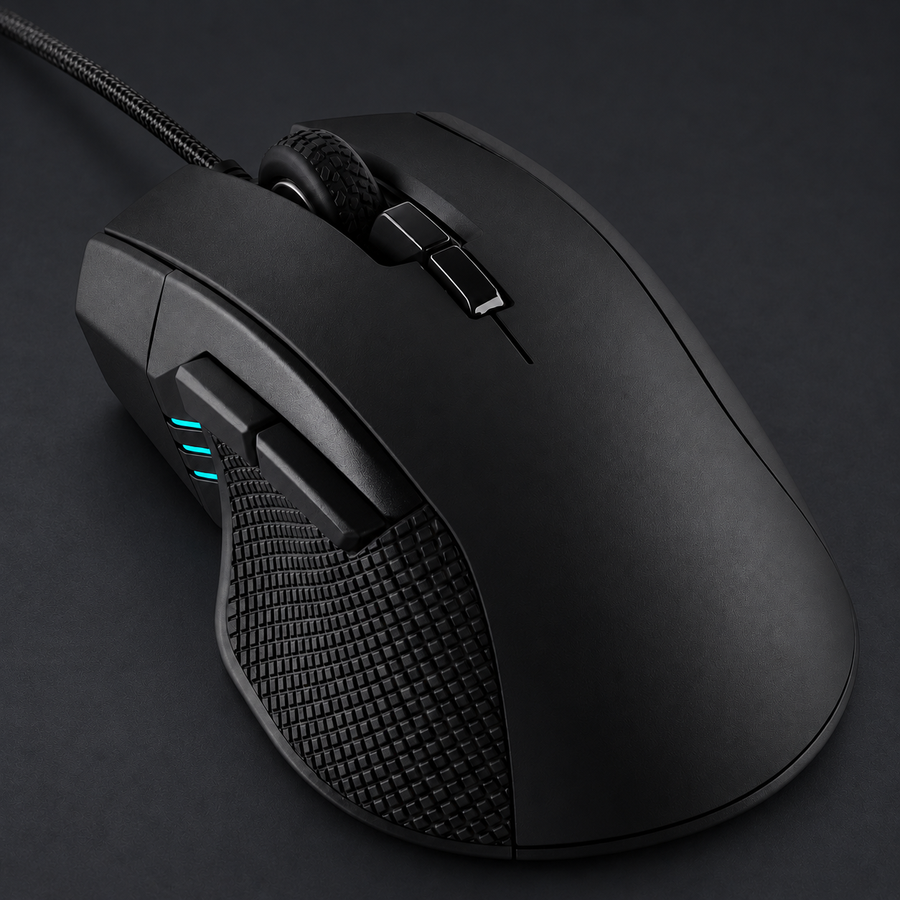 ironclaw-mouse — logo-free graphite studio photo