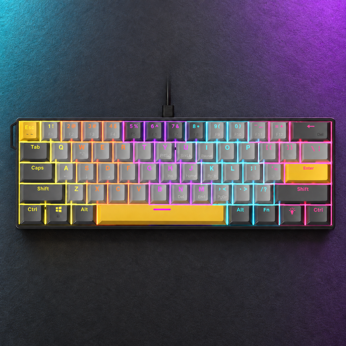STRIKE 60% mechanical keyboard — Grey mixed-light version