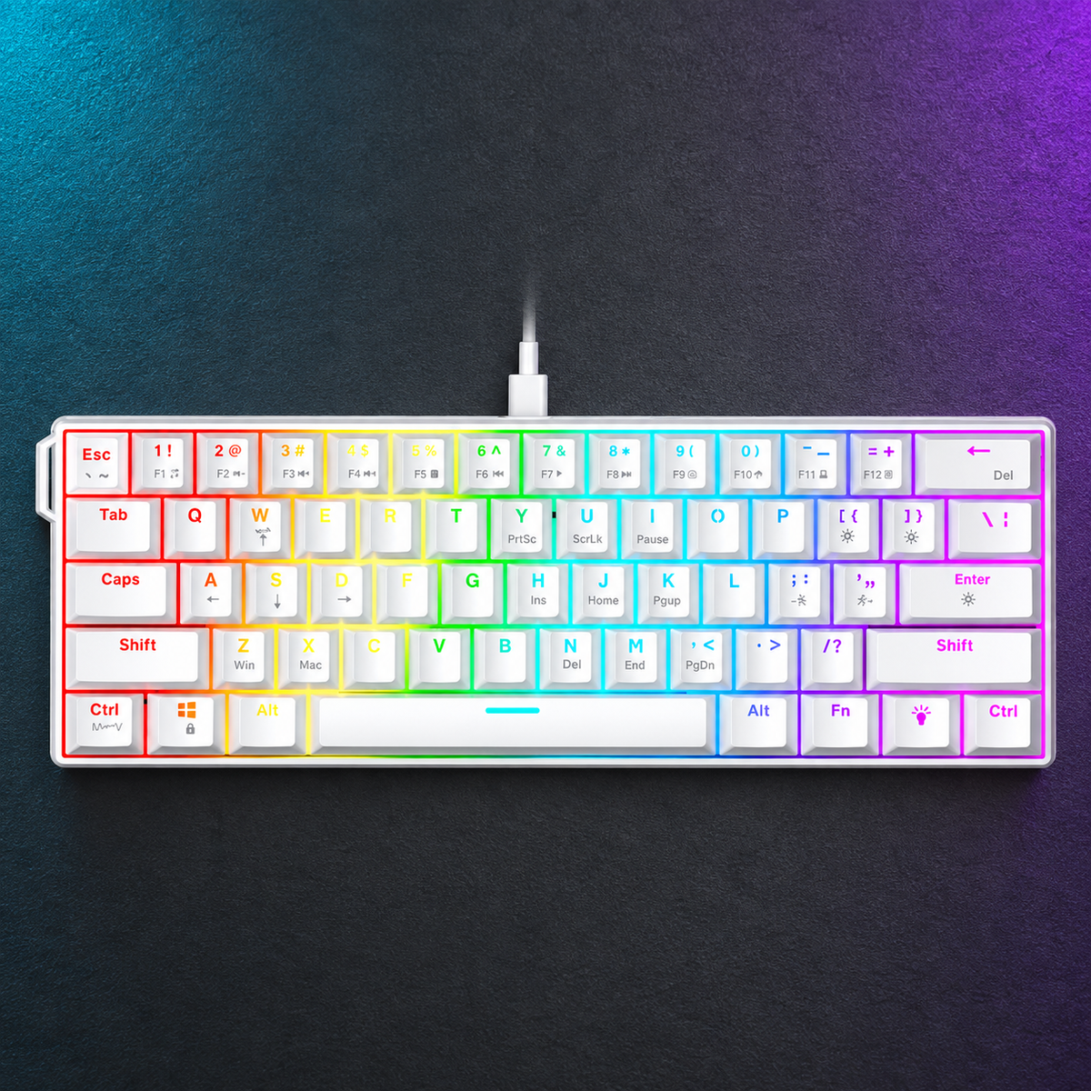 STRIKE 60% mechanical keyboard — White-RGB version