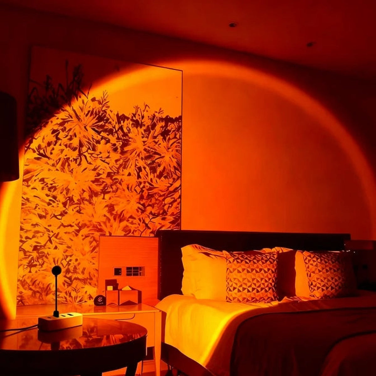 DUSK lighting a bedroom in warm orange