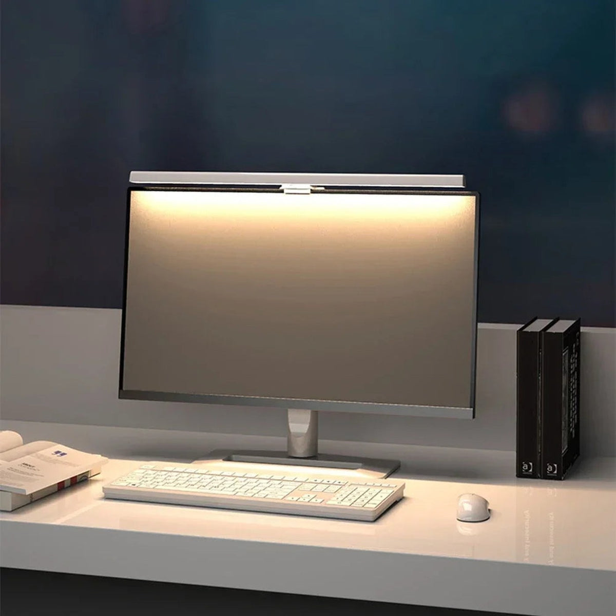 GLOW lighting a desk below a monitor