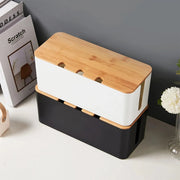 HIDE cable boxes in white and black on a desk