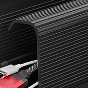 LANE black under-desk cable channel holding cables
