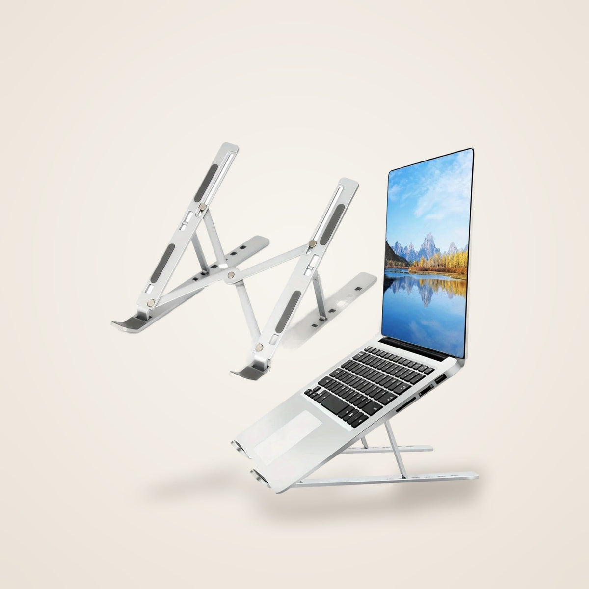 LIFT aluminum laptop stand holding a laptop