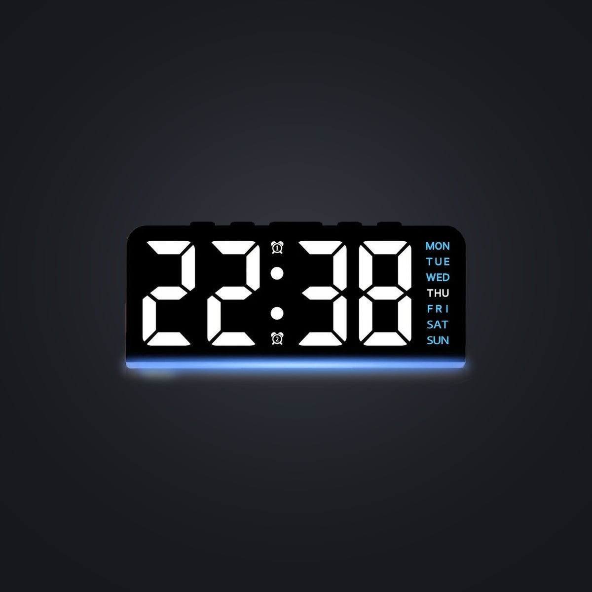 NEON LED desk clock, blue glow