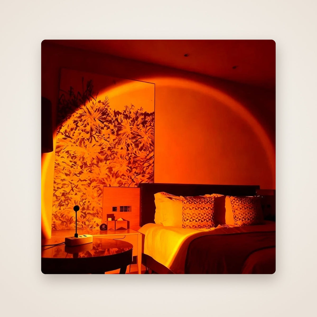 DUSK lighting a bedroom in warm orange