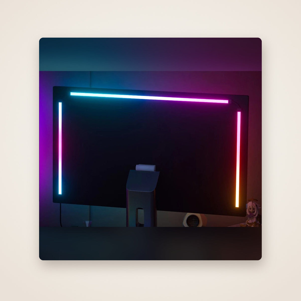 HALO light bars glowing behind a monitor