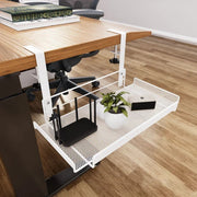 TRAY in white under a wooden desk